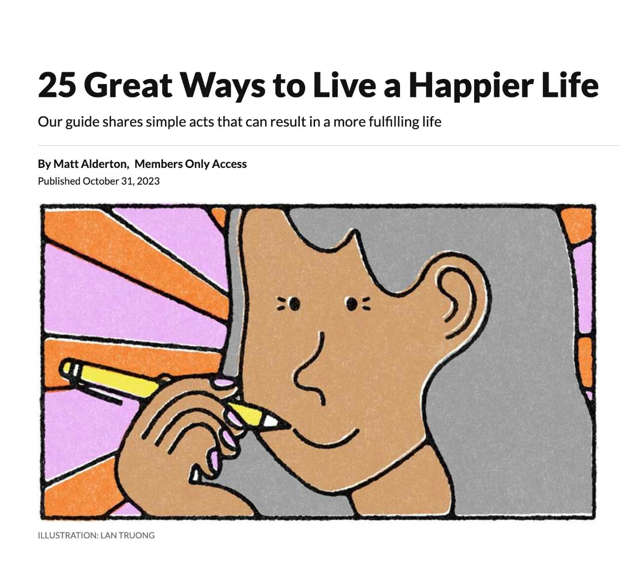 AARP: "25 Great Ways to Live a Happier Life"