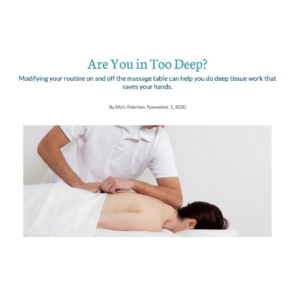 American Massage Therapy Association: "Are You in Too Deep?"