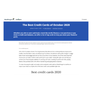 LendingTree: "The Best Credit Cards of October 2020"